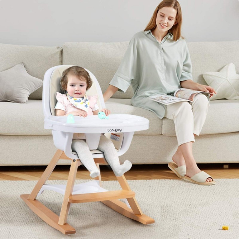 3-in-1 Convertible Baby High Chair with Replaceable Legs and Rocking Bar