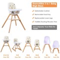 3-in-1 Convertible Baby High Chair with Replaceable Legs and Rocking Bar