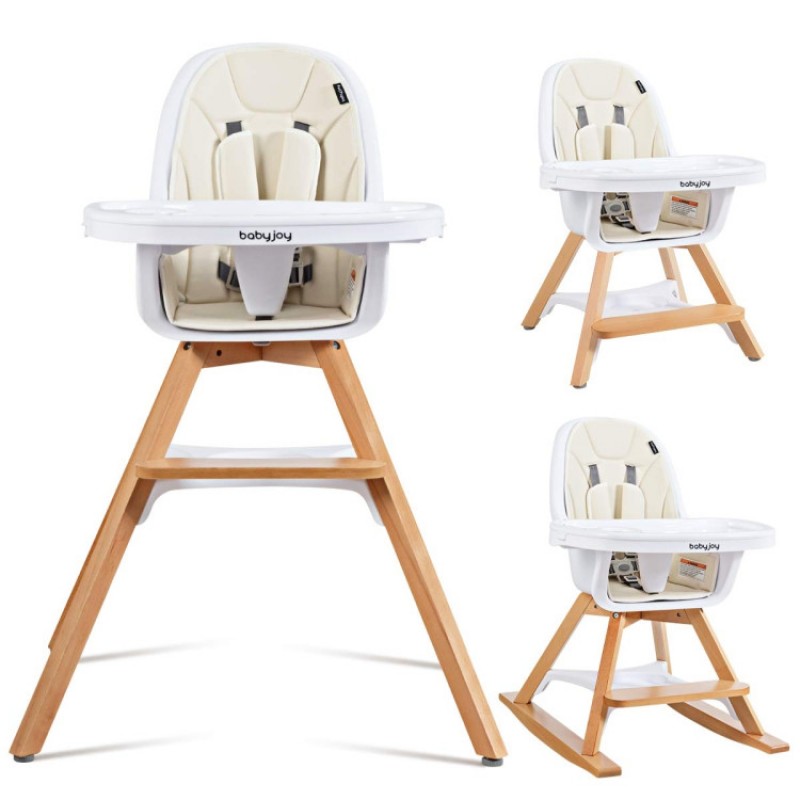 3-in-1 Convertible Baby High Chair with Replaceable Legs and Rocking Bar 3-in-1 Convertible Baby High Chair with Replaceable Legs and Rocking Bar