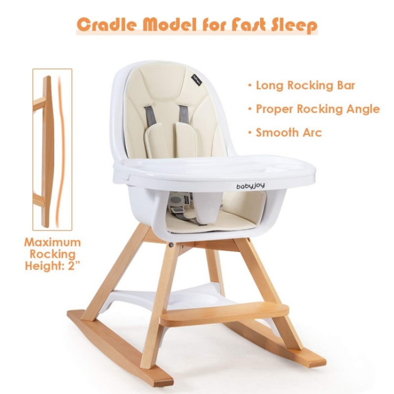 3-in-1 Convertible Baby High Chair with Replaceable Legs and Rocking Bar