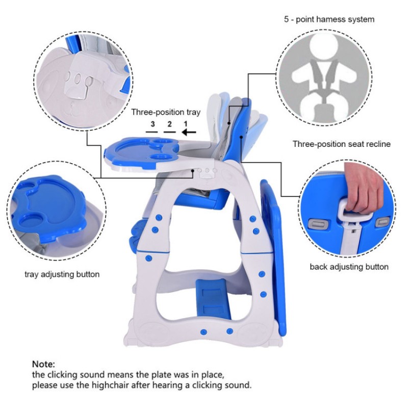 3-in-1 Infant Table and Chair Set Baby High Chair