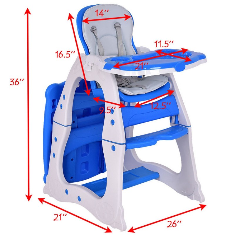 3-in-1 Infant Table and Chair Set Baby High Chair