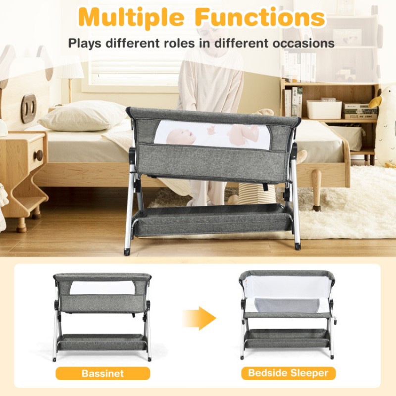 Adjustable Baby Bedside Crib with Large Storage Adjustable Baby Bedside Crib with Large Storage