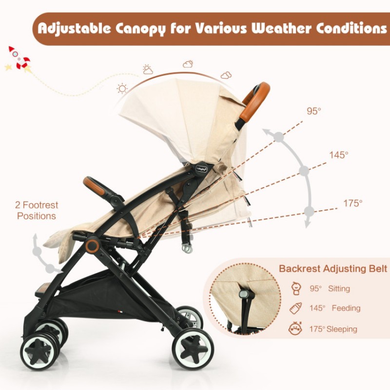 Lightweight Aluminium Frame Baby Stroller with Net