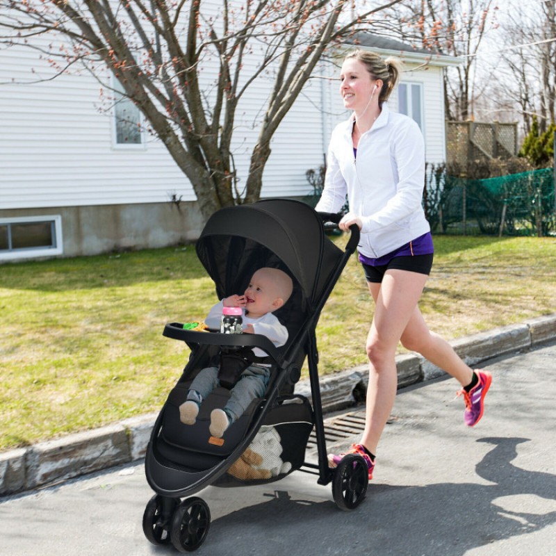 Baby Jogging Stroller with Adjustable Canopy for Newborn