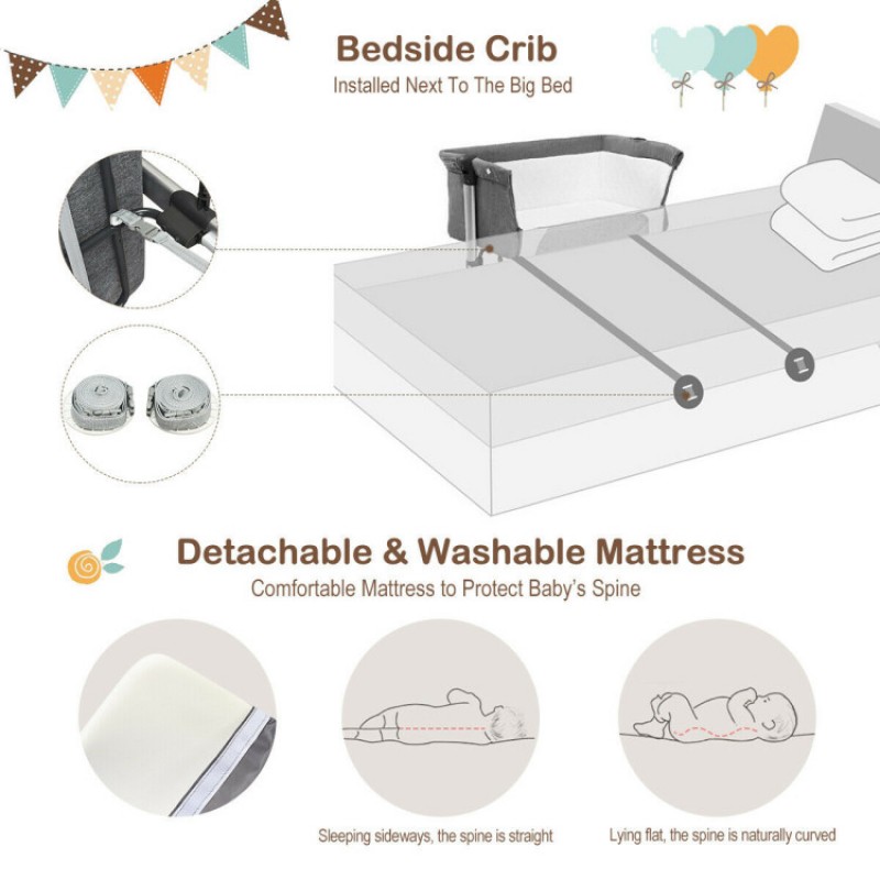 Travel Portable Baby Bed Side Sleeper Bassinet Crib with Carrying Bag Travel Portable Baby Bed Side Sleeper Bassinet Crib with Carrying Bag