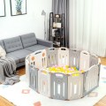 14-Panel Foldable Baby Playpen with Lockable Gate and Non-slip Bases 14-Panel Foldable Baby Playpen with Lockable Gate and Non-slip Bases