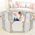 14-Panel Foldable Baby Playpen with Lockable Gate and Non-slip Bases