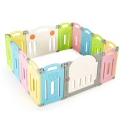 14-Panel Foldable Baby Playpen with Lockable Gate and Non-slip Bases 14-Panel Foldable Baby Playpen with Lockable Gate and Non-slip Bases