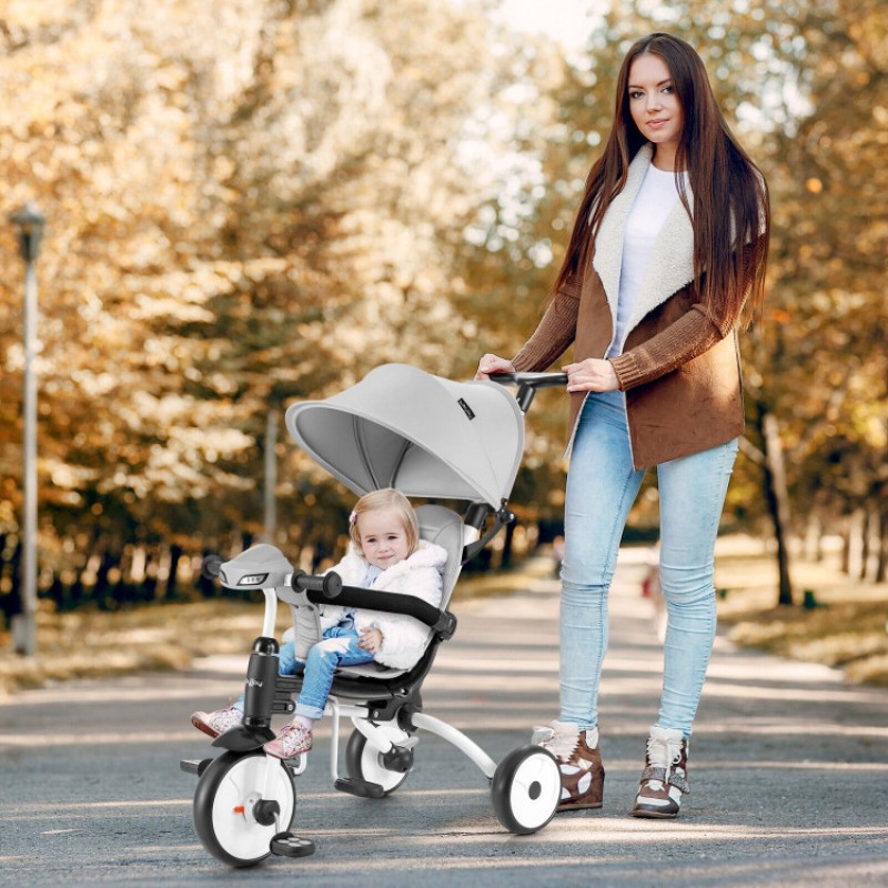6-in-1 Foldable Baby Tricycle Toddler Stroller with Adjustable Handle 6-in-1 Foldable Baby Tricycle Toddler Stroller with Adjustable Handle