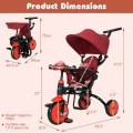 6-in-1 Foldable Baby Tricycle Toddler Stroller with Adjustable Handle