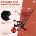 6-in-1 Foldable Baby Tricycle Toddler Stroller with Adjustable Handle