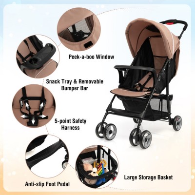 Toddler Travel Stroller for Airplane with Adjustable Backrest and Canopy Toddler Travel Stroller for Airplane with Adjustable Backrest and Canopy