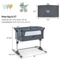Height Adjustable Baby Side Crib with Music Box & Toys Height Adjustable Baby Side Crib with Music Box & Toys