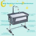 Height Adjustable Baby Side Crib with Music Box & Toys Height Adjustable Baby Side Crib with Music Box & Toys