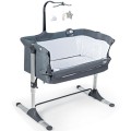 Height Adjustable Baby Side Crib with Music Box & Toys Height Adjustable Baby Side Crib with Music Box & Toys