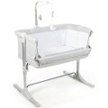 Height Adjustable Baby Side Crib with Music Box & Toys Height Adjustable Baby Side Crib with Music Box & Toys