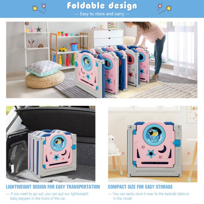 Foldable Kids Safety Play Center with Lockable Gate