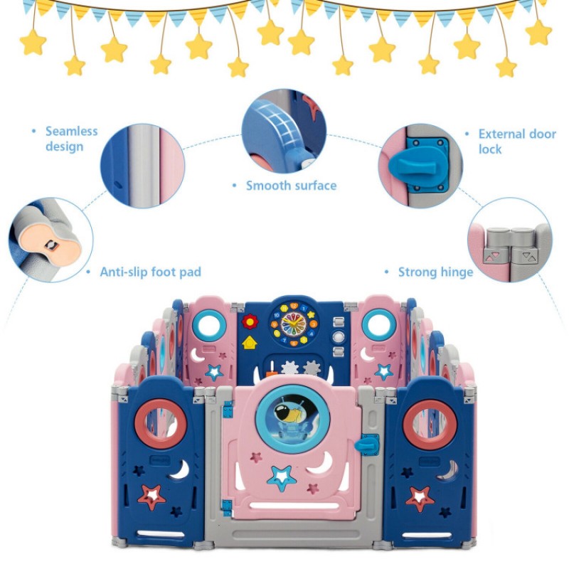 Foldable Kids Safety Play Center with Lockable Gate