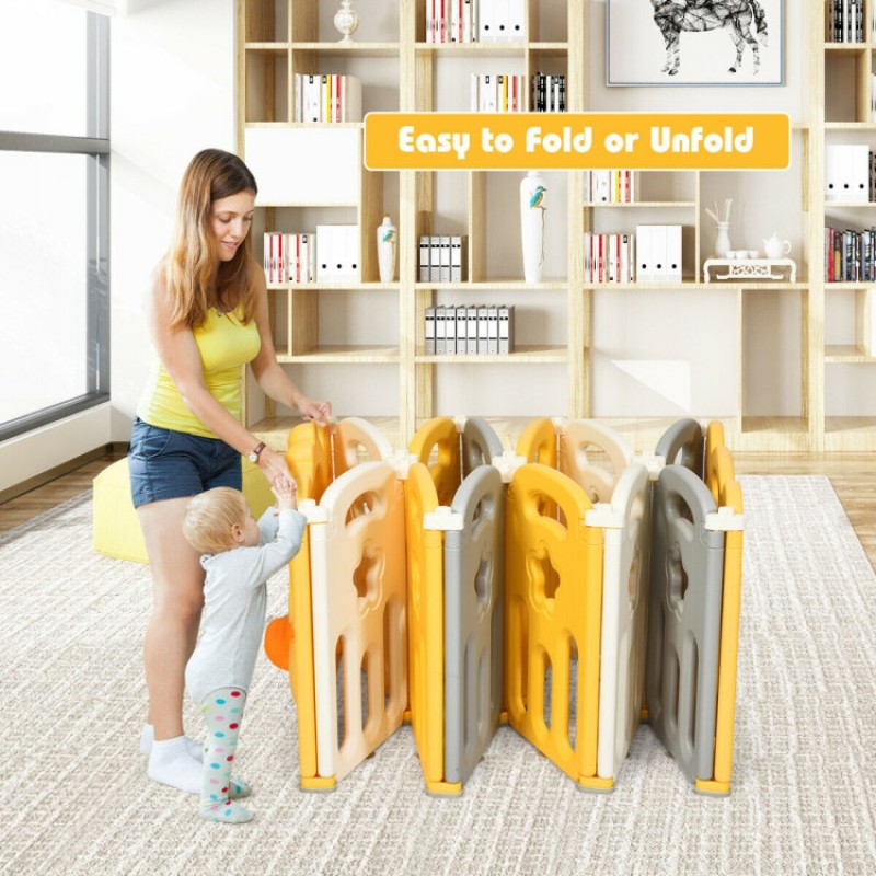 Portable Baby Playpen with Yellow Duck Pattern and Non-Slip Rubber Bases Portable Baby Playpen with Yellow Duck Pattern and Non-Slip Rubber Bases