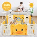 Portable Baby Playpen with Yellow Duck Pattern and Non-Slip Rubber Bases Portable Baby Playpen with Yellow Duck Pattern and Non-Slip Rubber Bases