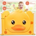 Portable Baby Playpen with Yellow Duck Pattern and Non-Slip Rubber Bases