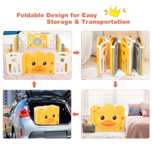 Portable Baby Playpen with Yellow Duck Pattern and Non-Slip Rubber Bases Portable Baby Playpen with Yellow Duck Pattern and Non-Slip Rubber Bases