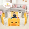 Portable Baby Playpen with Yellow Duck Pattern and Non-Slip Rubber Bases