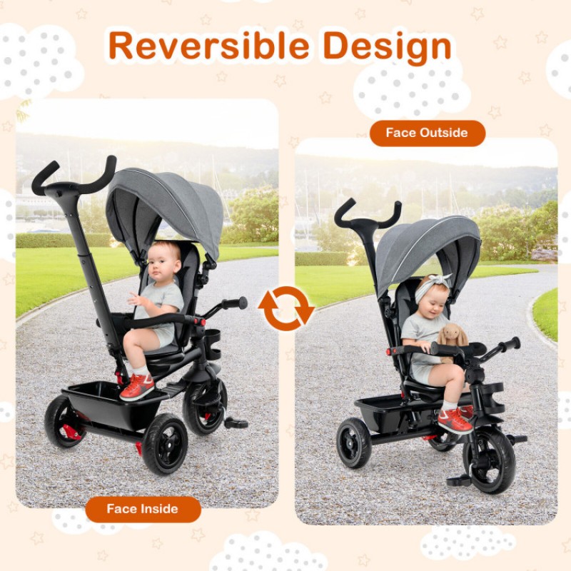 4-in-1 Baby Tricycle Toddler Trike with Convertible Seat 4-in-1 Baby Tricycle Toddler Trike with Convertible Seat