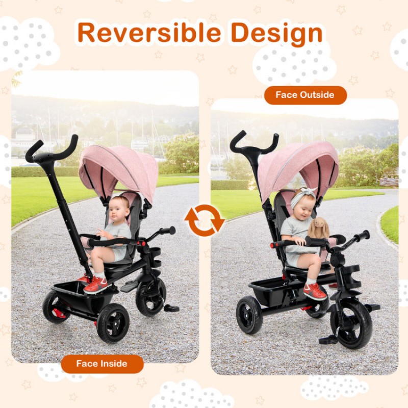 4-in-1 Baby Tricycle Toddler Trike with Convertible Seat