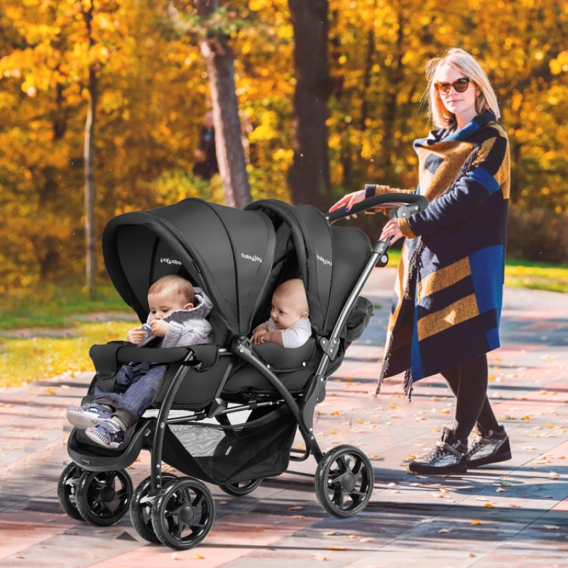 Foldable Lightweight Front Back Seats Double Baby Stroller