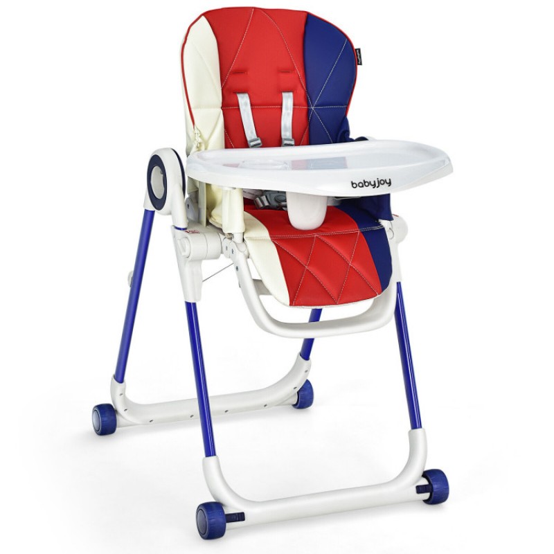 Baby High Chair Foldable Feeding Chair with 4 Lockable Wheels