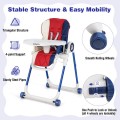 Baby High Chair Foldable Feeding Chair with 4 Lockable Wheels