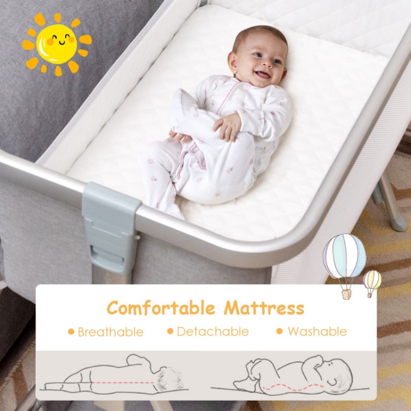 Portable Baby Bed Side Crib with 7 Height Positions