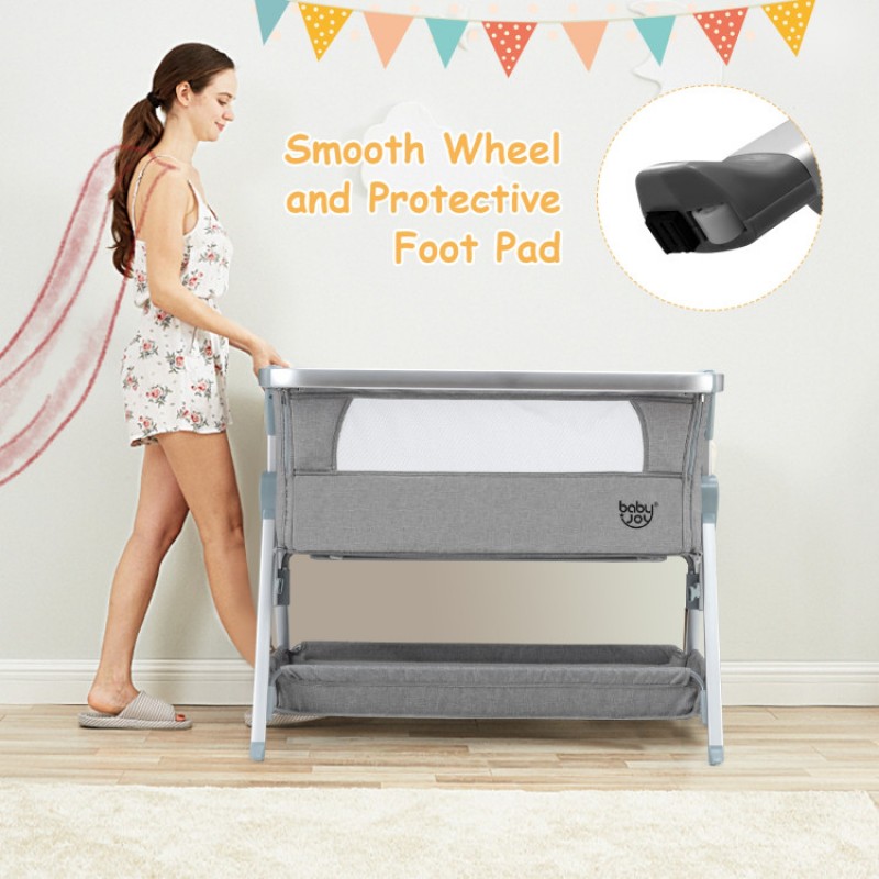 Portable Baby Bed Side Crib with 7 Height Positions