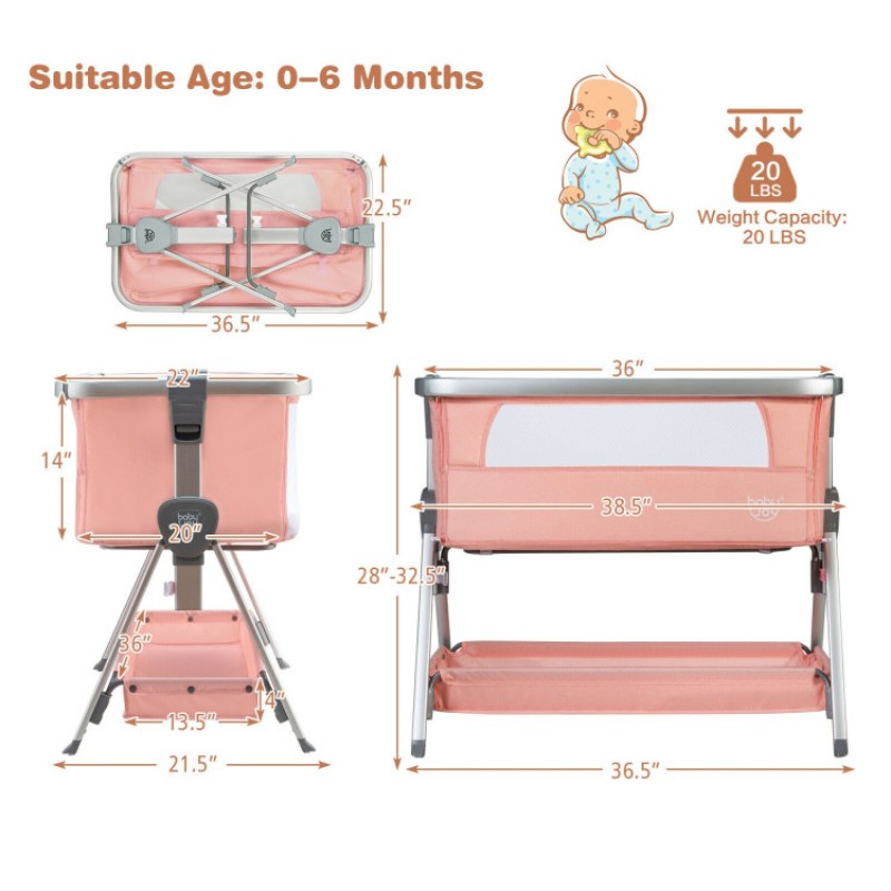 Portable Baby Bed Side Crib with 7 Height Positions Portable Baby Bed Side Crib with 7 Height Positions