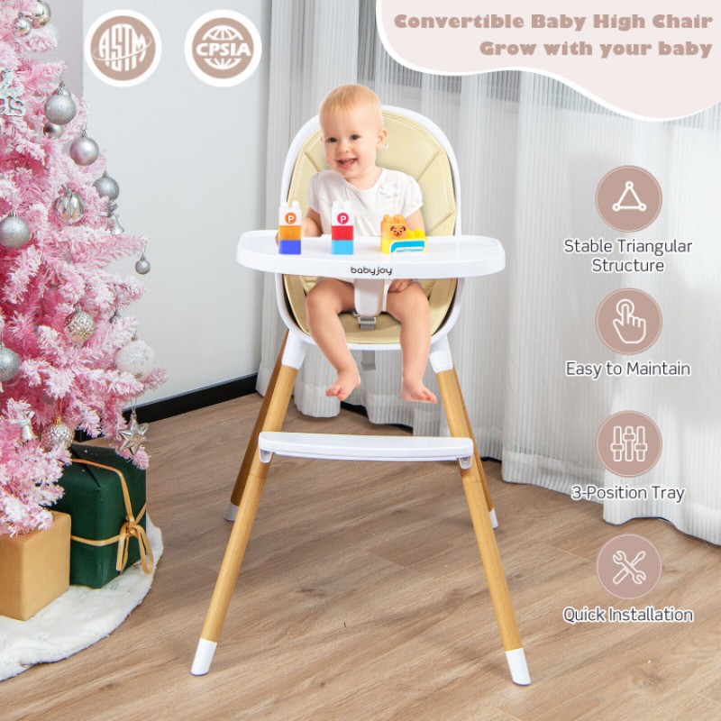 4-in-1 Convertible Baby High Chair Infant Feeding Chair with Adjustable Tray 4-in-1 Convertible Baby High Chair Infant Feeding Chair with Adjustable Tray