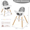 4-in-1 Convertible Baby High Chair Infant Feeding Chair with Adjustable Tray