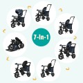 7-In-1 Baby Folding Tricycle Stroller with Rotatable Seat 7-In-1 Baby Folding Tricycle Stroller with Rotatable Seat