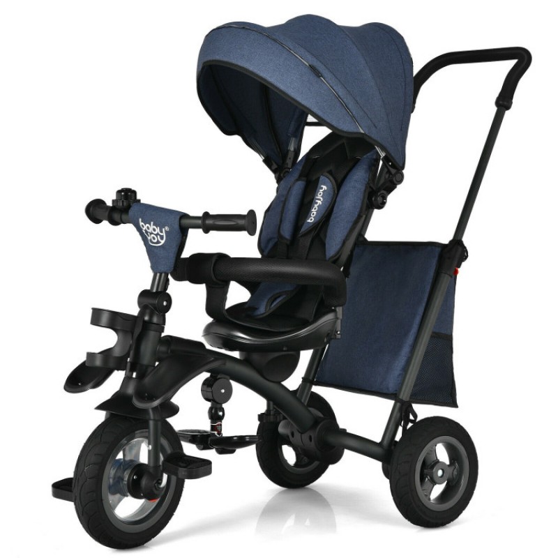 7-In-1 Baby Folding Tricycle Stroller with Rotatable Seat