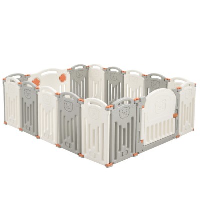 16-Panel Foldable Baby Activity Playpen with Lock Door 16-Panel Foldable Baby Activity Playpen with Lock Door