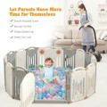 16-Panel Foldable Baby Activity Playpen with Lock Door 16-Panel Foldable Baby Activity Playpen with Lock Door