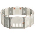 16-Panel Foldable Baby Activity Playpen with Lock Door 16-Panel Foldable Baby Activity Playpen with Lock Door