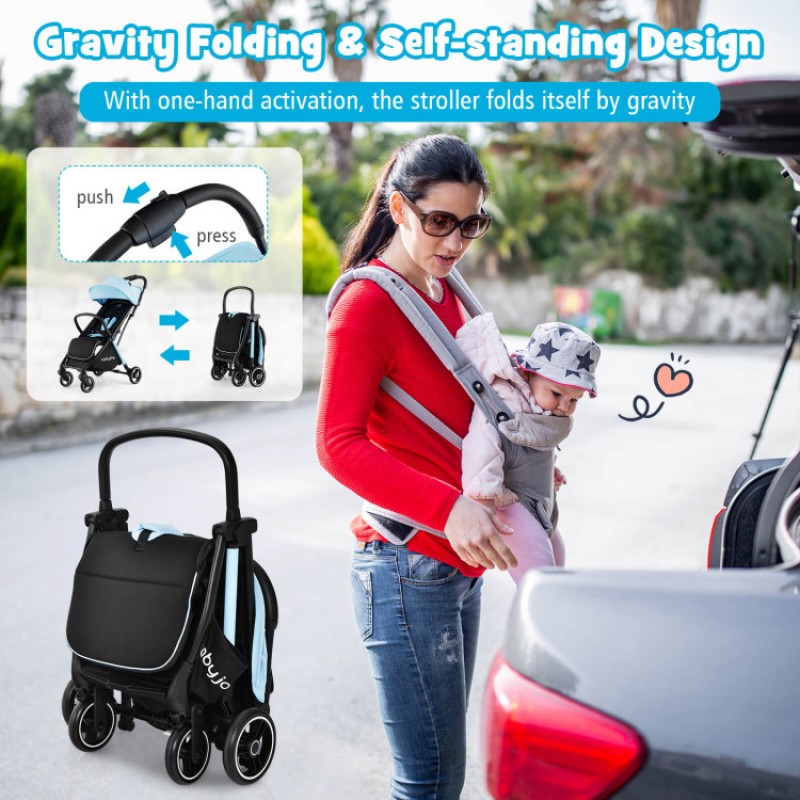 One-Hand Folding Portable Lightweight Baby Stroller with Aluminum Frame