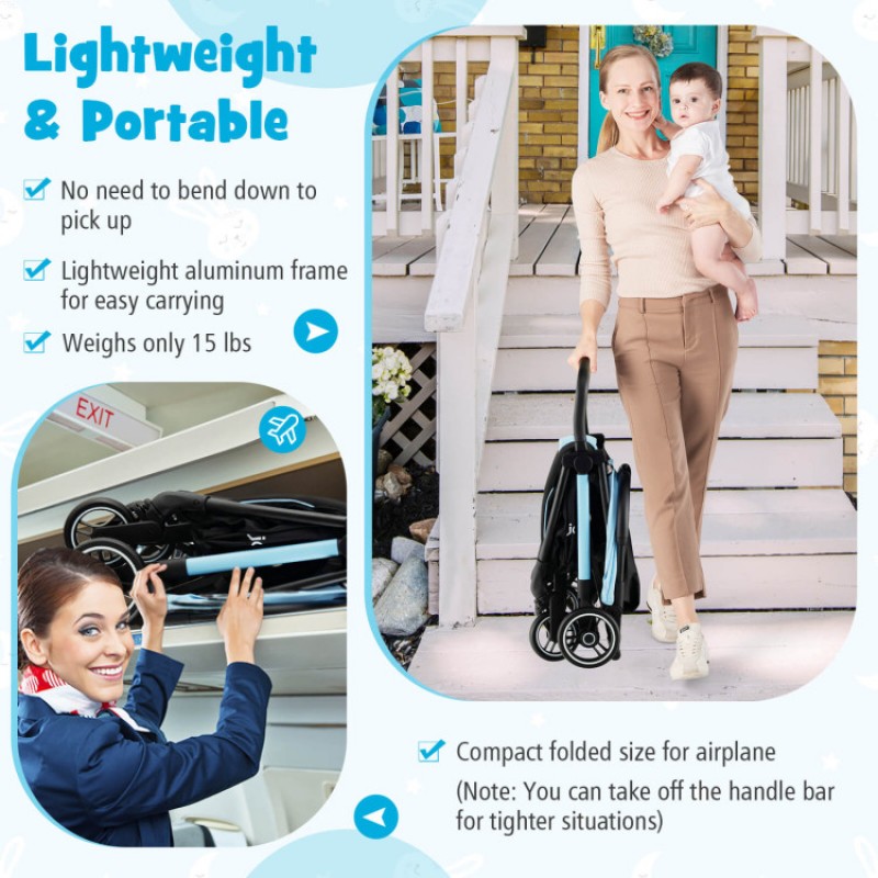 One-Hand Folding Portable Lightweight Baby Stroller with Aluminum Frame