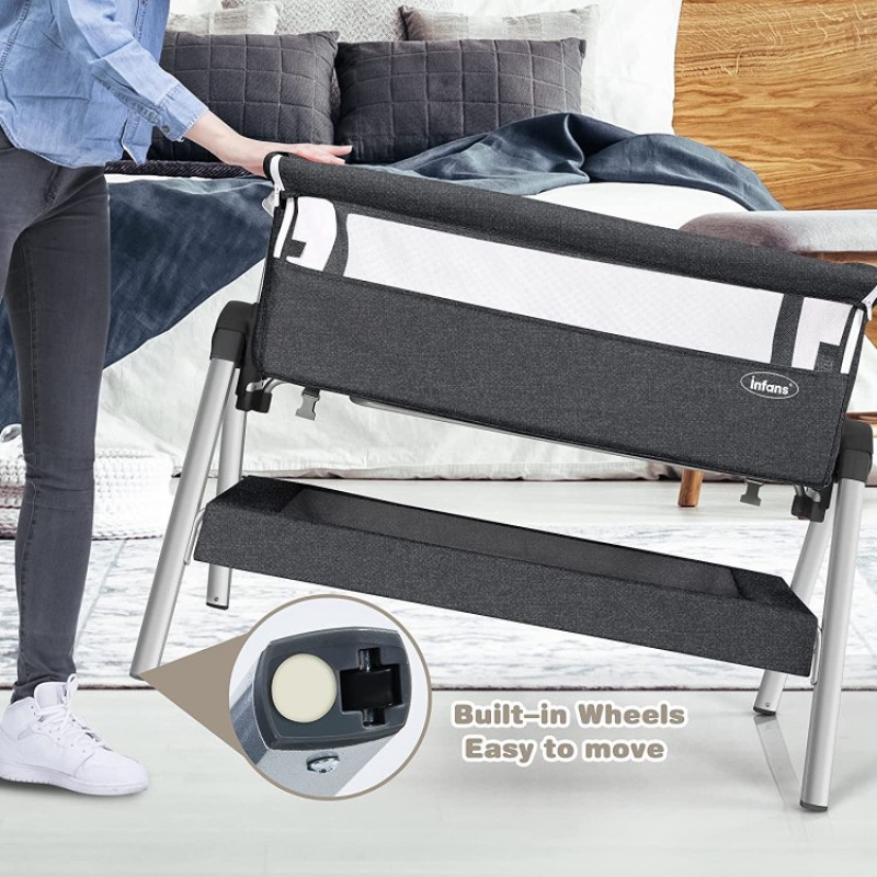 Portable Baby Bedside Sleeper with Adjustable Heights and Angle