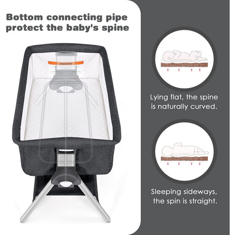 Portable Baby Bedside Sleeper with Adjustable Heights and Angle