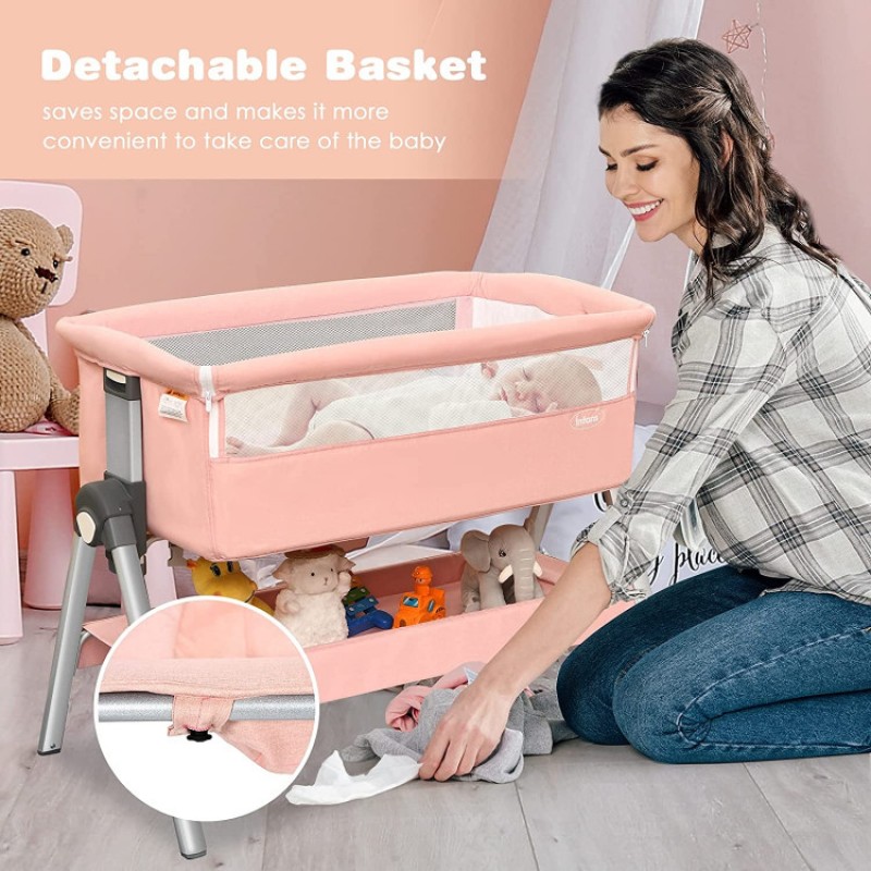 Portable Baby Bedside Sleeper with Adjustable Heights and Angle