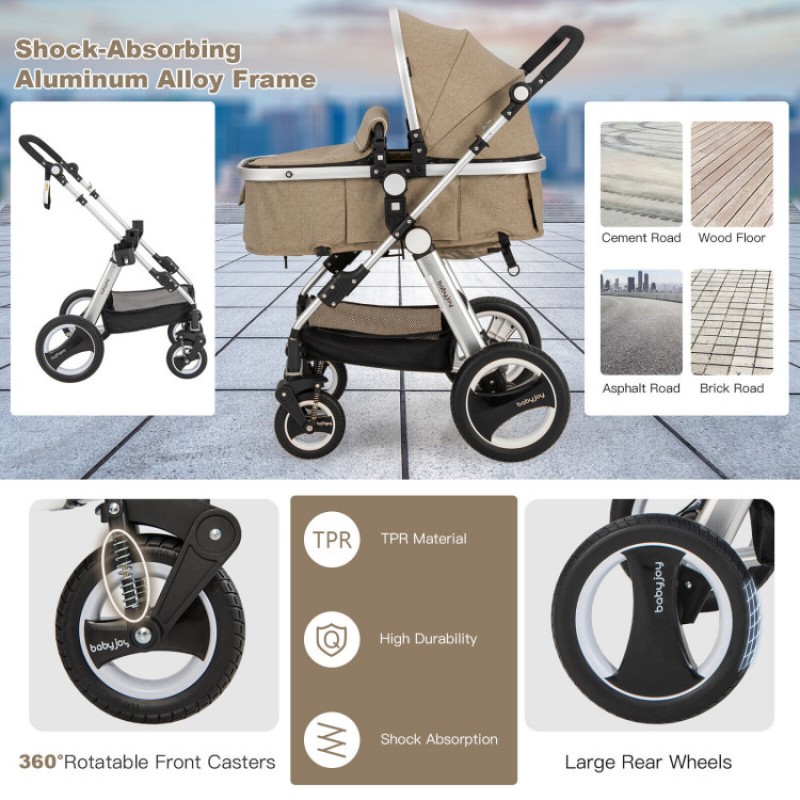 Folding Aluminum Baby Stroller Baby Jogger with Diaper Bag