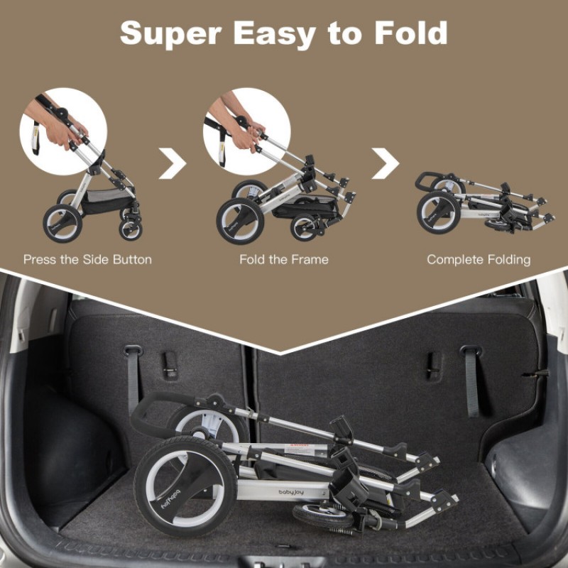 Folding Aluminum Baby Stroller Baby Jogger with Diaper Bag